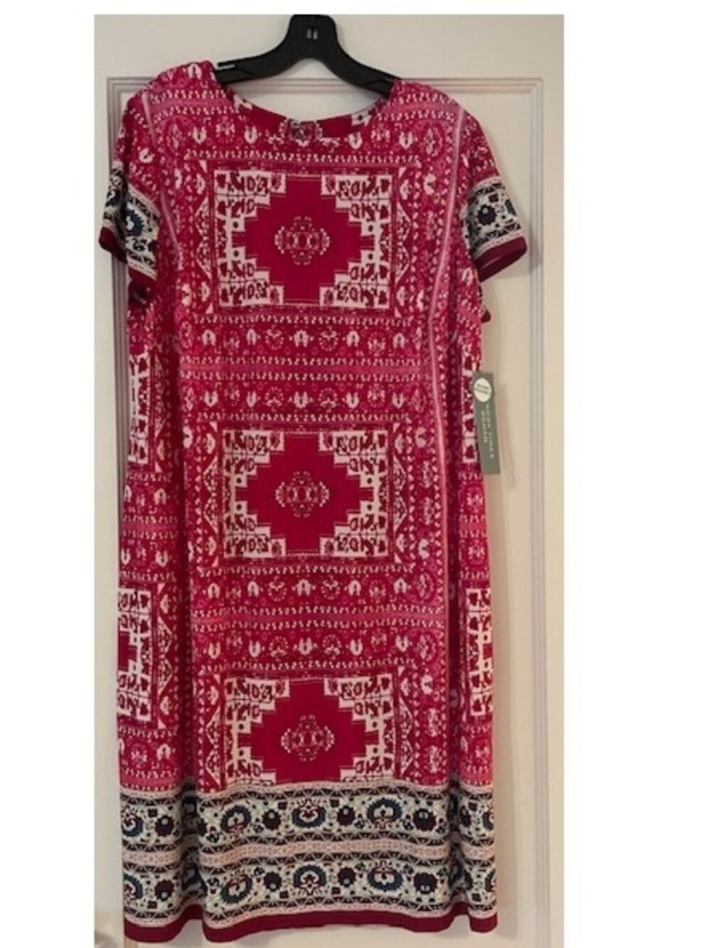 LONDON TIMES NWT Geometric Tapestry Shift Dress Size 14 W